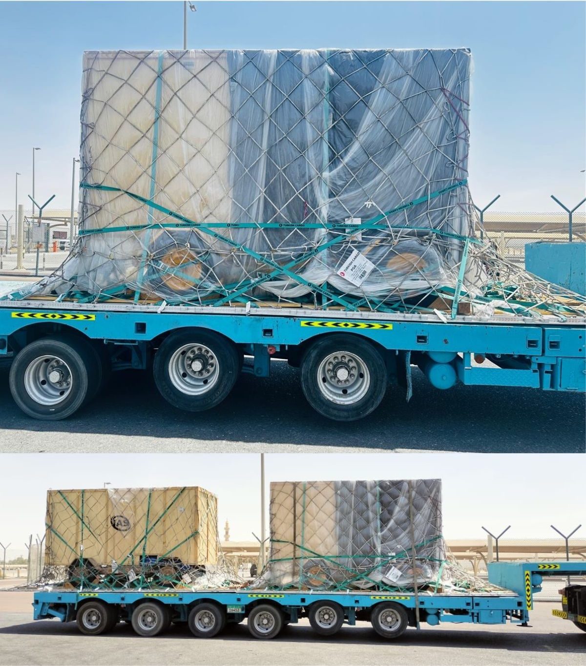 Consolidated oversized loads on extendable trailers